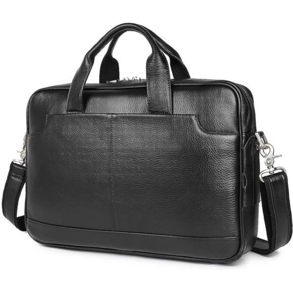 Leather Laptop Briefcase Waterproof Duffle Bags 15.6 Inch Laptop Bag For Men